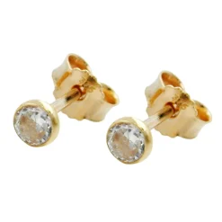 Ohrstecker Stecker mit Zirkonia, 3mm, 375 Gold Gelbgold, klein & fein