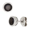 Ohrstecker Stecker mit Zirkonia, schwarz, rund, 925 Silber, für Damen