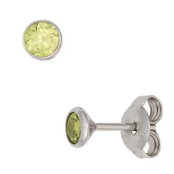Ohrstecker Stecker 4,4mm rund 925 Silber Zirkonia grün Solitär Ohrringe