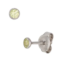 Ohrstecker Stecker 3,4mm rund 925 Silber Zirkonia grün Solitär Ohrringe