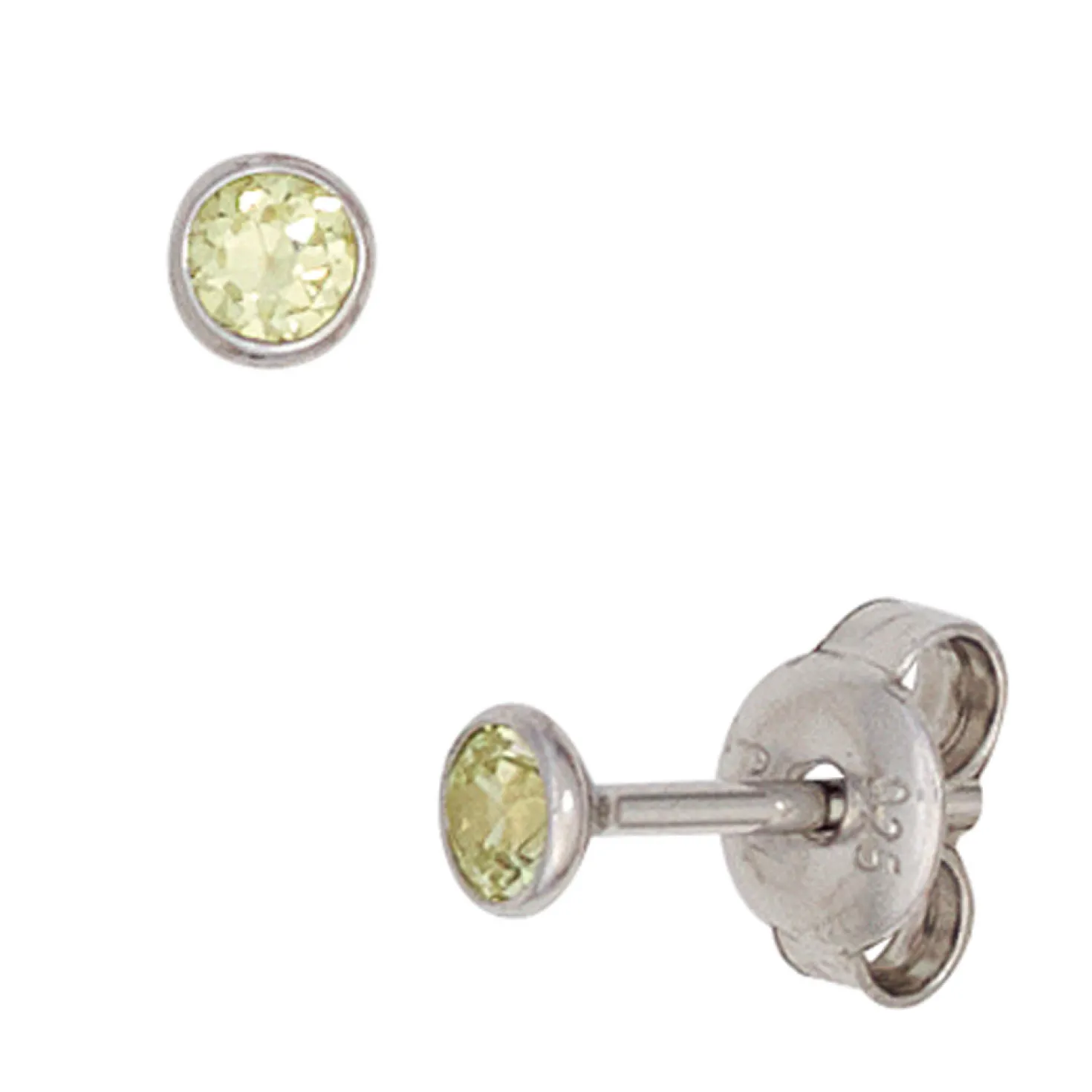 Ohrstecker Stecker 3,4mm rund 925 Silber Zirkonia grün Solitär Ohrringe