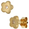 Ohrstecker Stecker Ohrringe Blume mit Zirkonia 333 Gelbgold Ohrschmuck