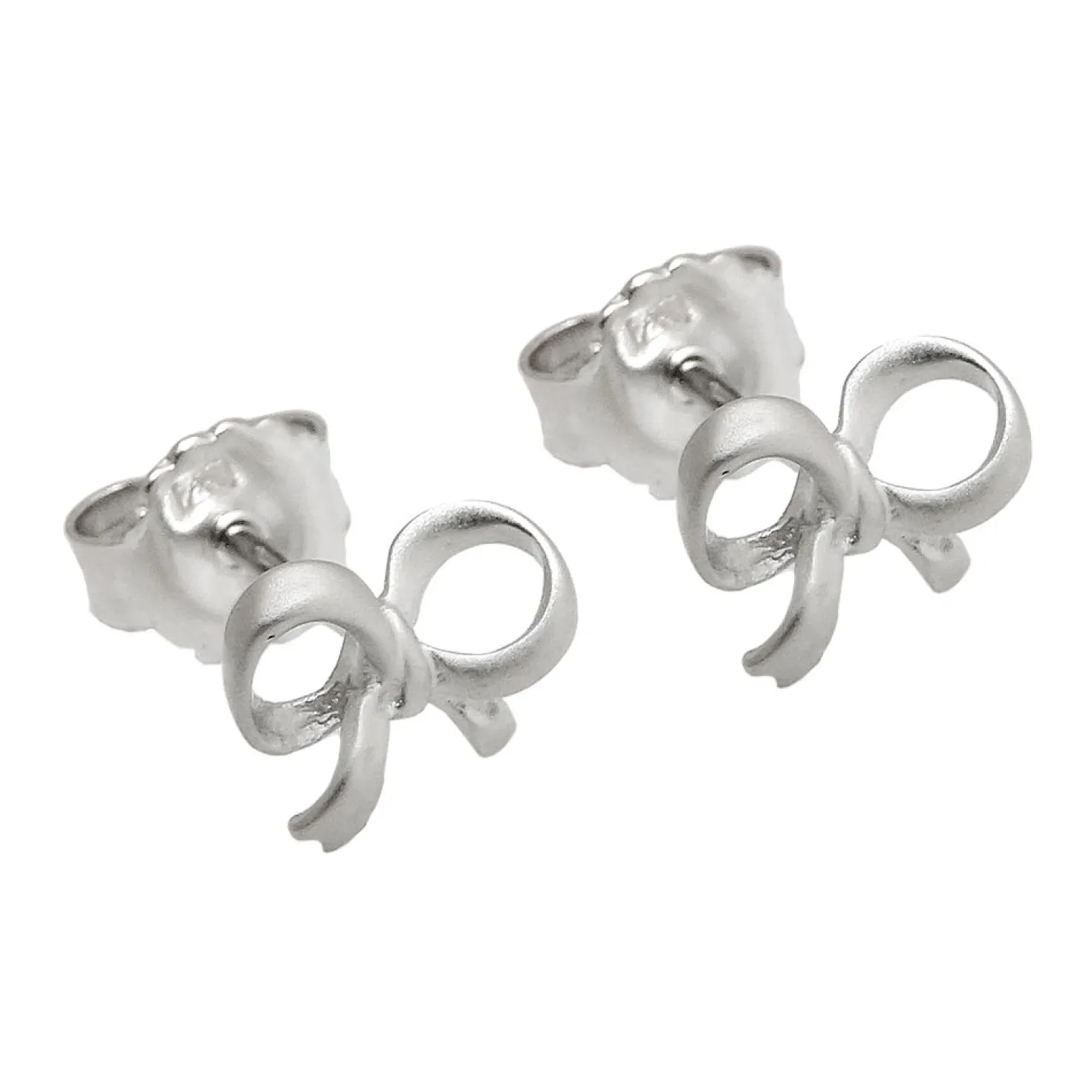 Ohrstecker Stecker Ohrringe Ohrschmuck, Schleife, 925 Silber mattiert, Kinder