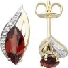 Ohrstecker Stecker Ohrschmuck Granat Spitzoval 585 Gelbgold Damen