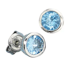 Ohrstecker Stecker Ohrschmuck, Kristall aqua blau, 925 Silber, Damen