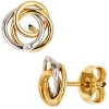 Ohrstecker Stecker 3 Ringe mit Diamanten 0.02Ct 585 Gold gelb/weiß