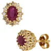 Ohrstecker Stecker Rubin rot 24 Diamanten 0.24Ct Brillanten 585 Gelbgold oval