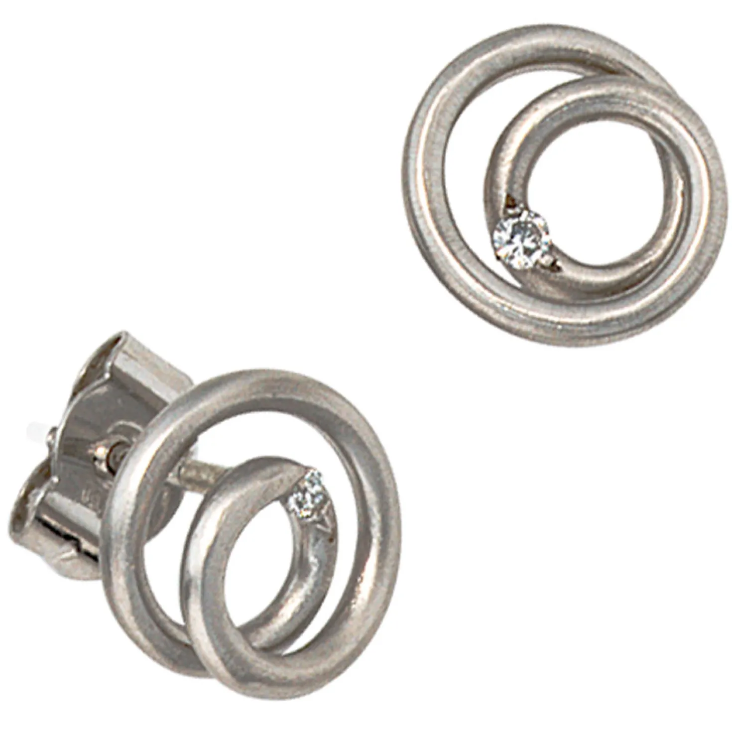 Ohrstecker Stecker Spirale rund Diamant 0.03Ct W/SI Brillant 950 Platin Damen