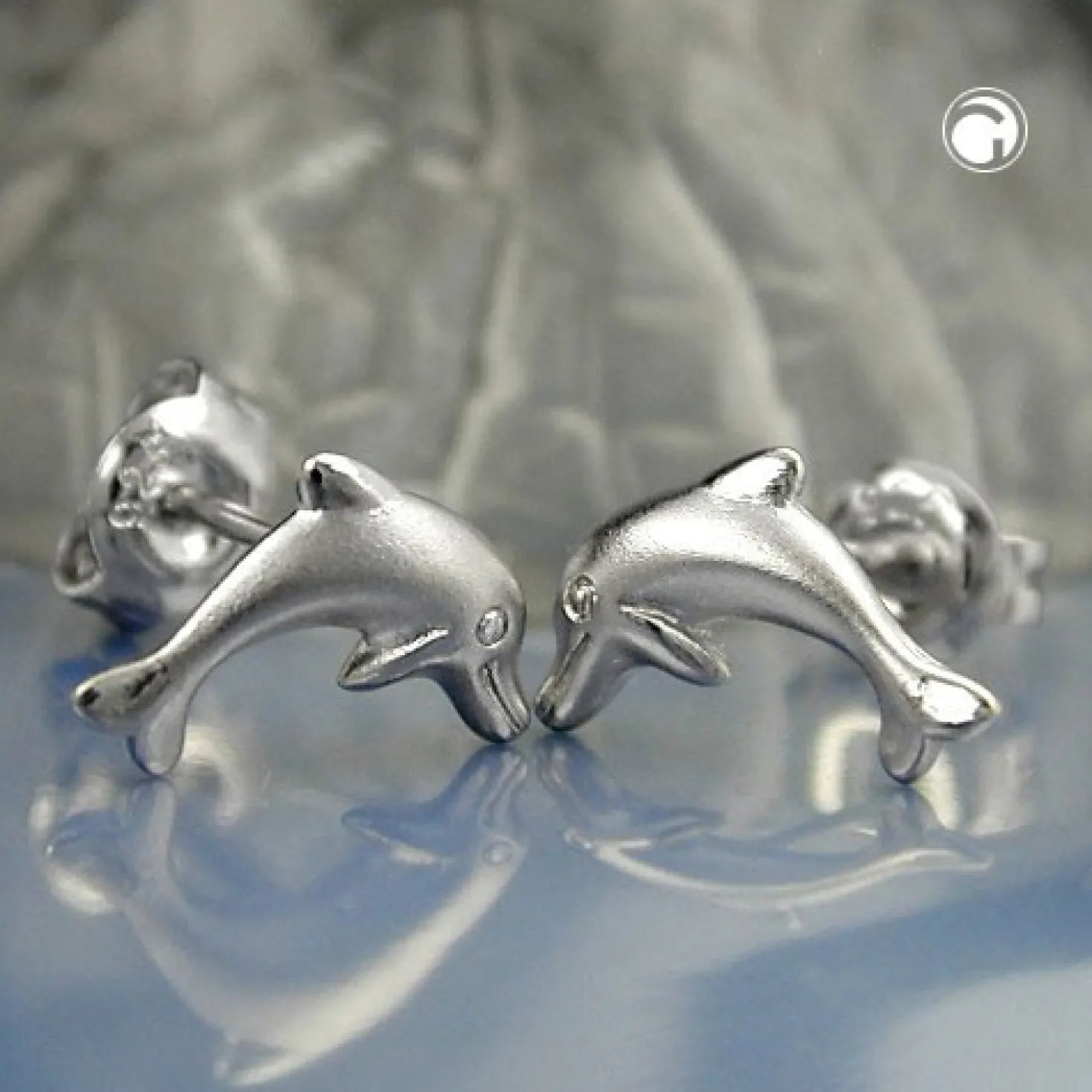 Ohrstecker Stecker springender Delfin Delfine, 925 Silber, Ohrschmuck