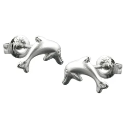 Ohrstecker Stecker springender Delfin Delfine, 925 Silber, Ohrschmuck