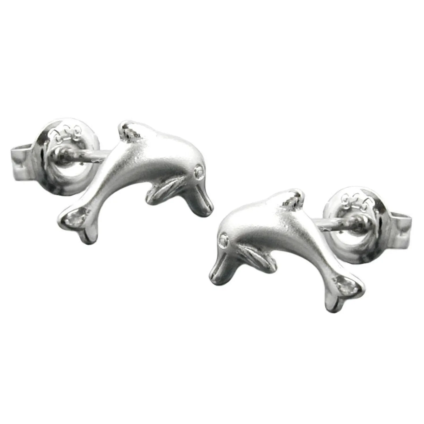 Ohrstecker Stecker springender Delfin Delfine, 925 Silber, Ohrschmuck