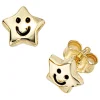 Ohrstecker Stecker Sterne mit Gesicht, 333 Gold Gelbgold