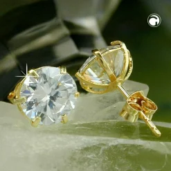 Ohrstecker Stecker Zirkonia rund 375 GoldGelbgold Ohrschmuck Damen