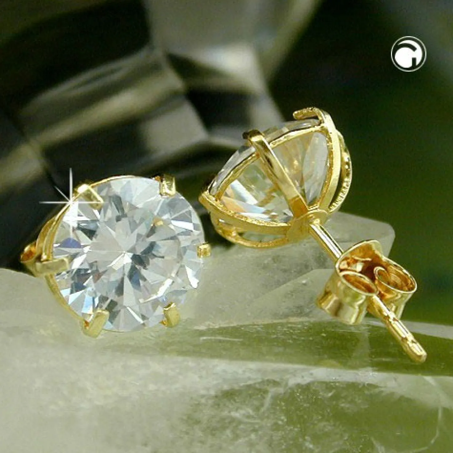 Ohrstecker Stecker Zirkonia rund 375 GoldGelbgold Ohrschmuck Damen