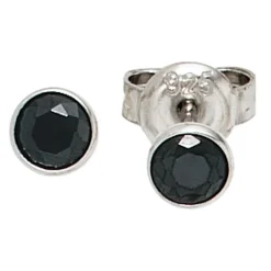 Ohrstecker Stecker Zirkonia schwarz rund 4,4mm 925 Silber Ohrschmuck