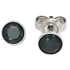 Ohrstecker Stecker Zirkonia schwarz rund 5,4mm 925 Silber Ohrschmuck
