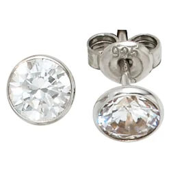 Ohrstecker Stecker Zirkonia weiß rund 6,5mm 925 Silber Ohrschmuck
