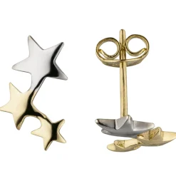 Ohrstecker 3 Sterne aus 333 Gold Gelbgold bicolor Ohrringe Ohrschmuck 13x8,4mm