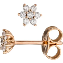 Ohrstecker Stern Sterne mit 14 Diamanten 0.14Ct W/SI Brillanten 585 Gold Rotgold