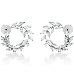 Ohrstecker Äste 750 Weißgold 40 Diamanten Navette-Schliff 4,51ct TW-VSI 26x27mm