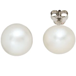 Ohrstecker Süßwasser Perlen Zuchtperlen weiß 10,5-11mm 925 Silber