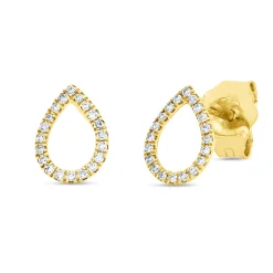 Ohrstecker Tropfen aus 750 Gelbgold 40 Diamanten 0,06ct TW-SI 7,4x5,3mm