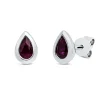 Ohrstecker Tropfen aus 750 Gold Weißgold 2 Rubine 0,5ct rot 6,5x2,4mm Zarge