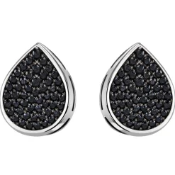 Ohrstecker Tropfen aus 925 Silber mit 56 Zirkonia schwarz Ohrringe Ohrschmuck