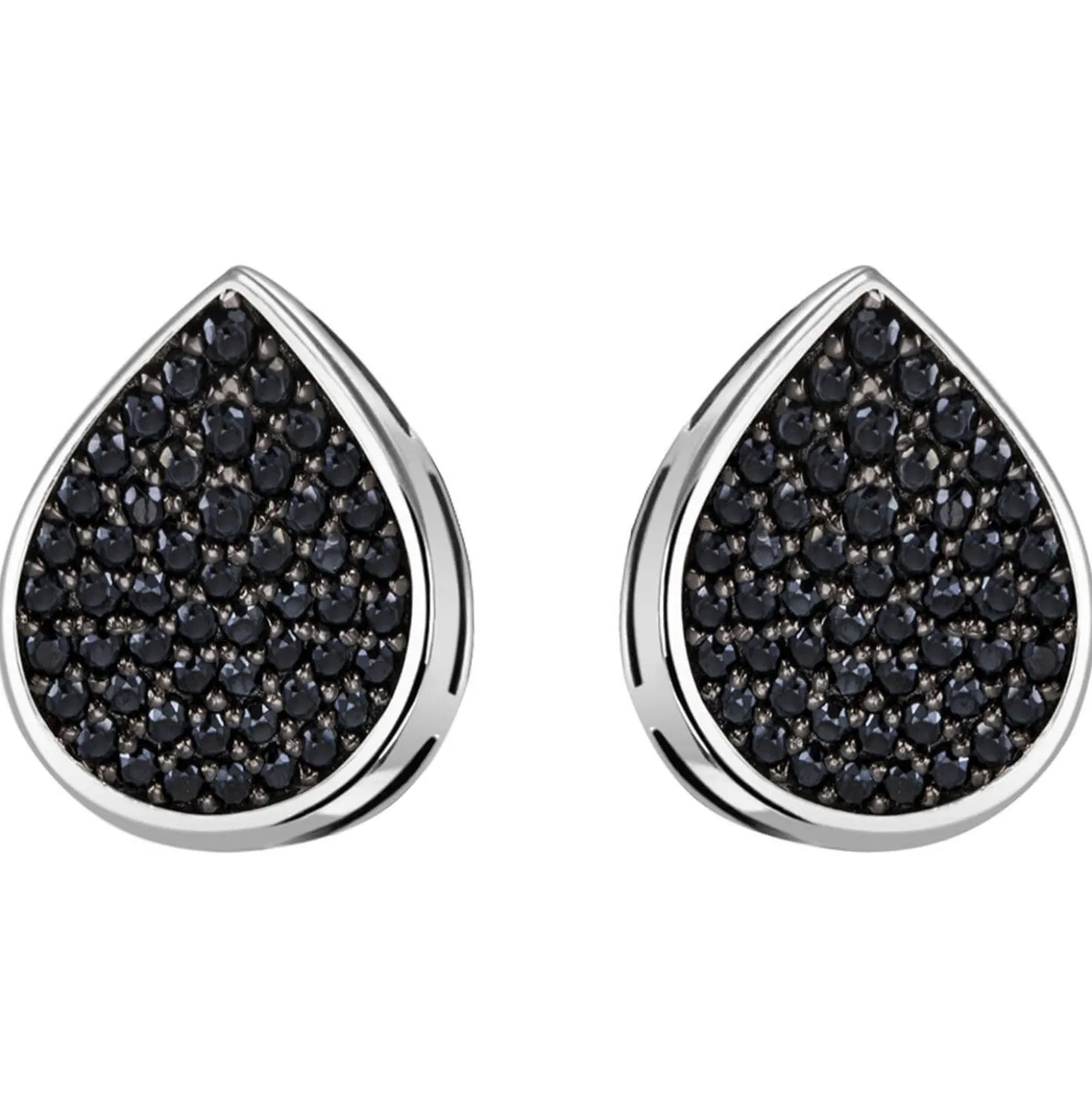 Ohrstecker Tropfen aus 925 Silber mit 56 Zirkonia schwarz Ohrringe Ohrschmuck