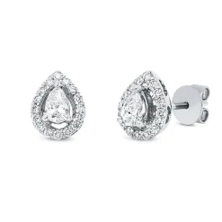Ohrstecker Tropfen aus 750 Weißgold 34 Diamanten 0,66ct TW-SI 9,2x7,3mm 3er-Krappe