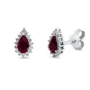 Ohrstecker Tropfen aus 750 Weißgold 2 Rubine 0,58ct rot 32 Diamanten 0,16ct TW-SI