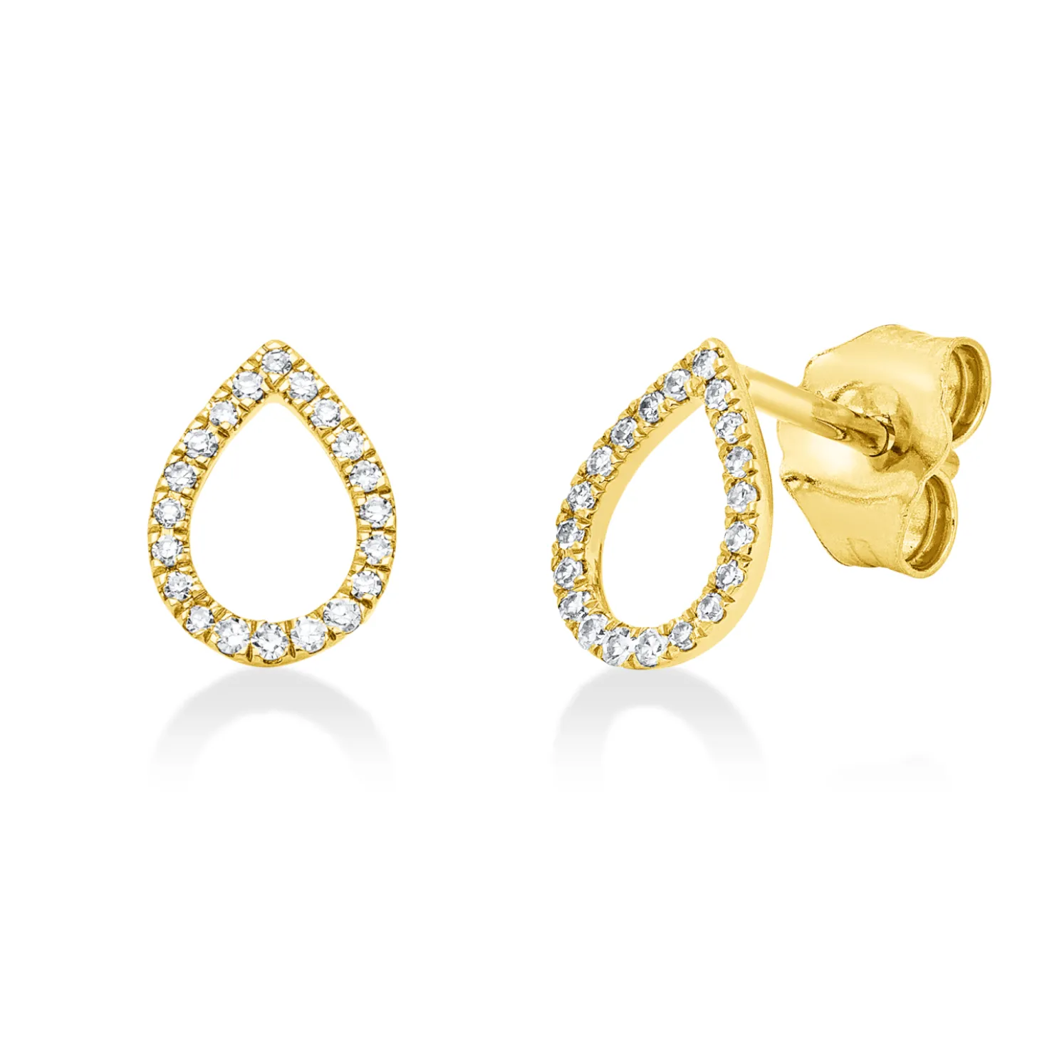 Ohrstecker Tropfen 750 Gelbgold 8 Diamanten 0,02ct TW-SI 32 Diamanten 0,06ct TW-SI
