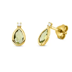 Ohrstecker Tropfen 750 Gelbgold 2 Peridote 0,81ct grün 2 Brillanten 0,03ct TW-SI
