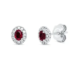 Ohrstecker 750 Weißgold 2 Rubine 0,53ct rot 24 Brillanten 0,16ct TW-VSI 7,1x6,1mm