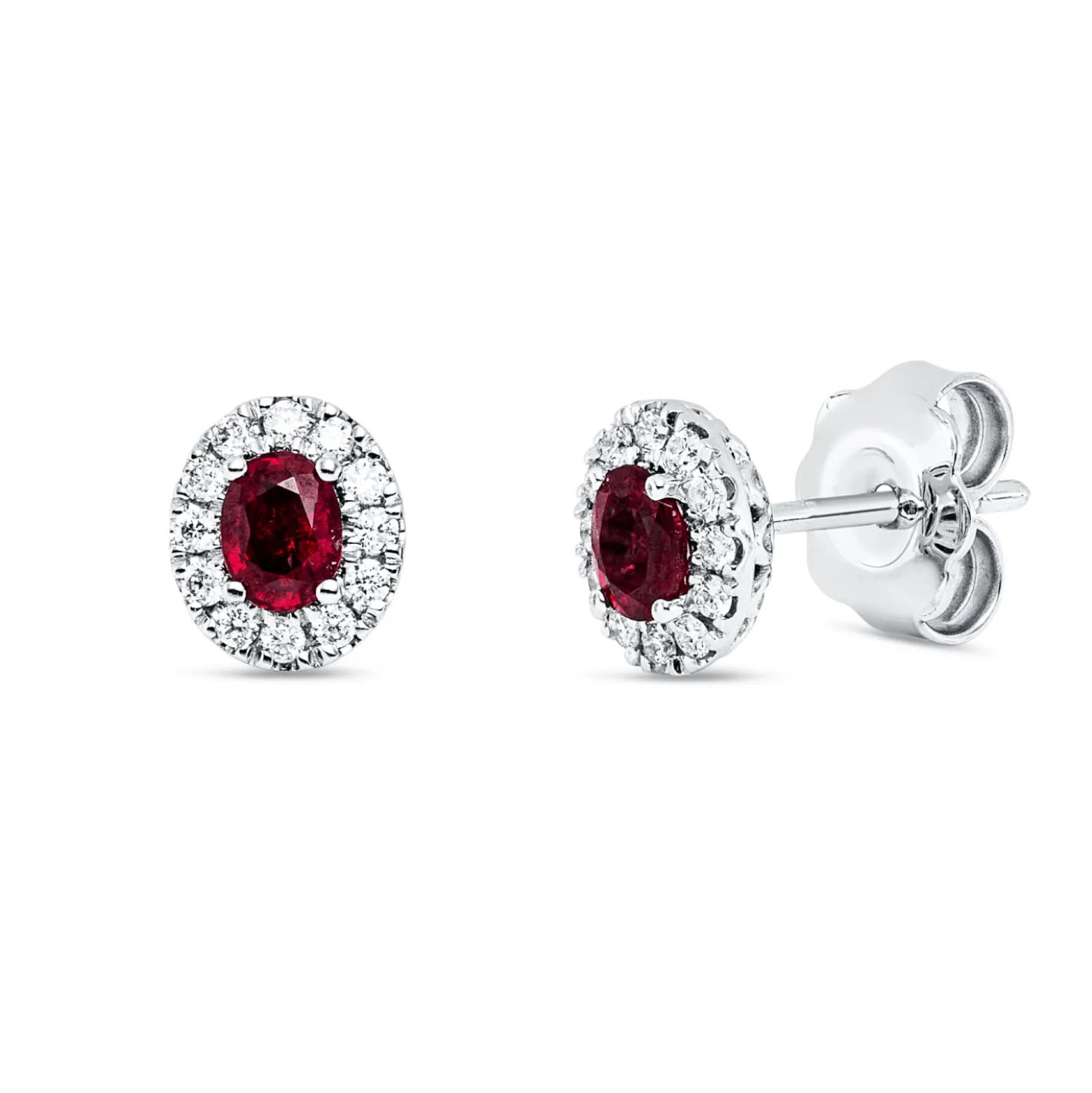 Ohrstecker 750 Weißgold 2 Rubine 0,53ct rot 24 Brillanten 0,16ct TW-VSI 7,1x6,1mm