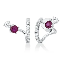 Ohrstecker 750 Weißgold 2 Rubine 0,47ct rot 18 Diamanten 0,52ct TW-SI 12x11,3mm