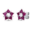 Ohrstecker 750 Weißgold 10 Rubine 1,85ct rot 12 Diamanten 0,53ct W-SI/PI 11,4x12mm