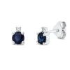 Ohrstecker 750 Weißgold 2 Saphire 0,63ct blau 2 Brillanten 0,03ct TW-SI 5,5x4mm