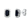 Ohrstecker 750 Weißgold 2 Saphire 0,59ct blau 36 Diamanten 0,14ct TW-SI 7,7x5,7mm