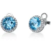 Ohrstecker 750 Weißgold 2 Topase 3,1ct blau 44 Brillanten 0,2ct TW-SI 9,2x9,2mm