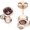 Ohrstecker, Zirkonia lila weiß & Glassteine rosa, 925 Silber Rotgold vergoldet
