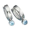 Paar Creole Creolen 3,2x18mm 2 x Zirkonia blau & 925 Silber Ohrringe Damen