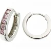 Paar Creolen Creole Ohrringe 14,6mm 925 Silber 10 Zirkonia rose