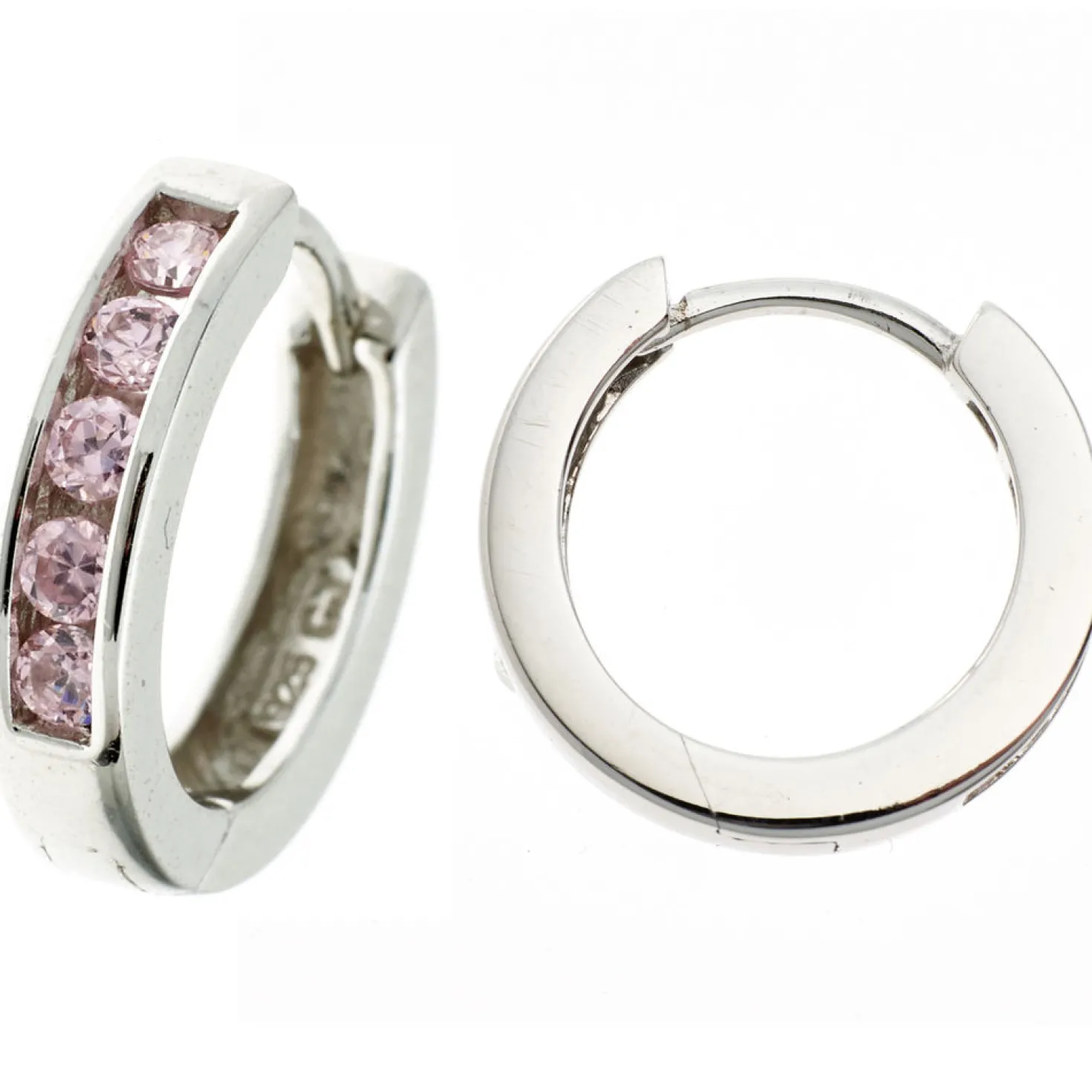 Paar Creolen Creole Ohrringe 14,6mm 925 Silber 10 Zirkonia rose