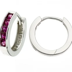 Paar Creolen Creole Ohrringe 14,6mm 925 Silber 10 Zirkonia rot