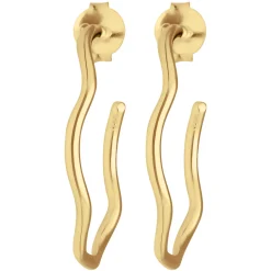 Paar Creolen Halbcreolen gewellt aus 925 Silber gelb vergoldet 28,5x1,7mm