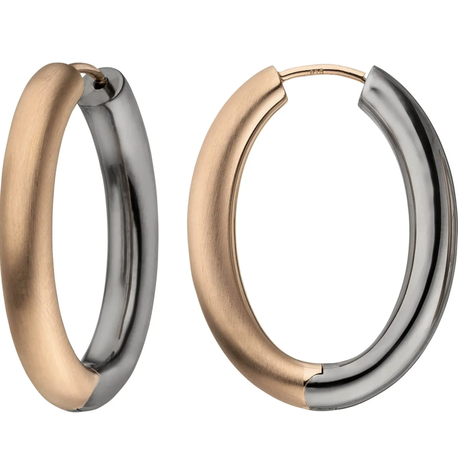 Paar Creolen 31,8mm Klappcreolen, oval, 925 Silber vergoldet Ohrringe Ohrschmuck