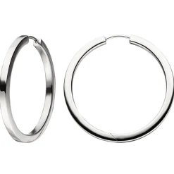 Paar Creolen 36,4mm Klappcreolen, rund, 925 Silber rhodiniert Ohrschmuck