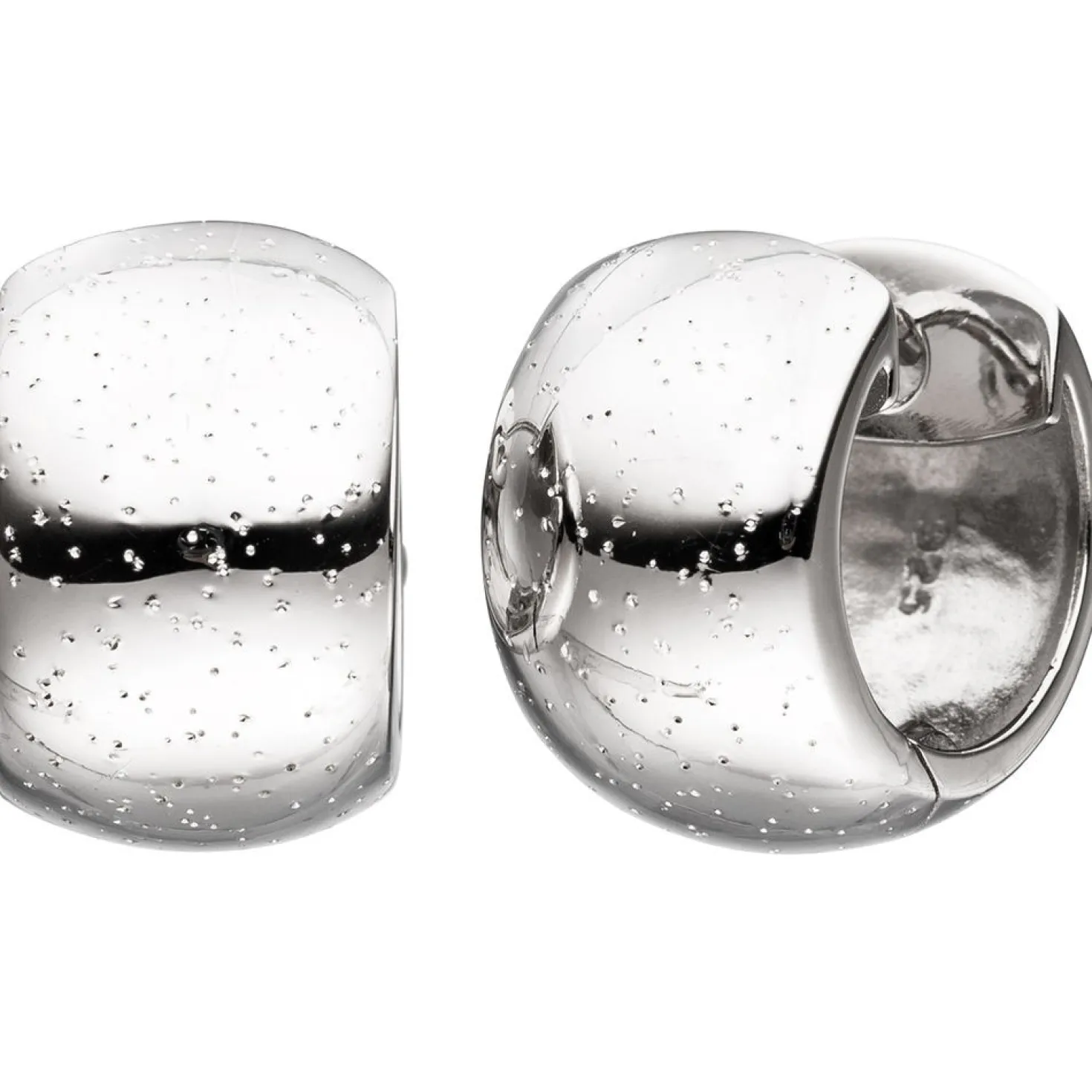 Paar Creolen 17,3mm Ohrringe mit Glitzereffekt 925 Silber Silberohrringe breit