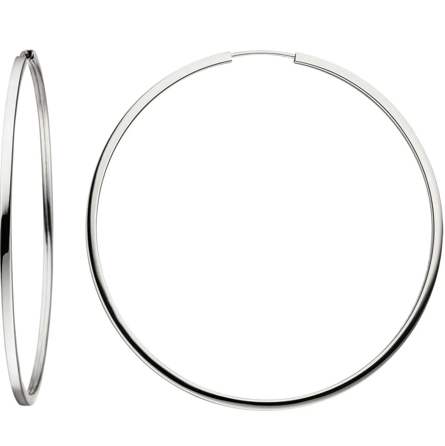 Paar Creolen 64,5mm Ohrringe, rund, 925 Silber rhodiniert, Ohrschmuck